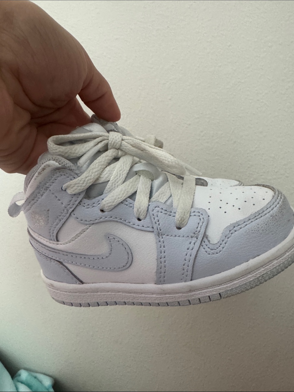 Nike Kids White and Light Gray High-Top Air Jordans